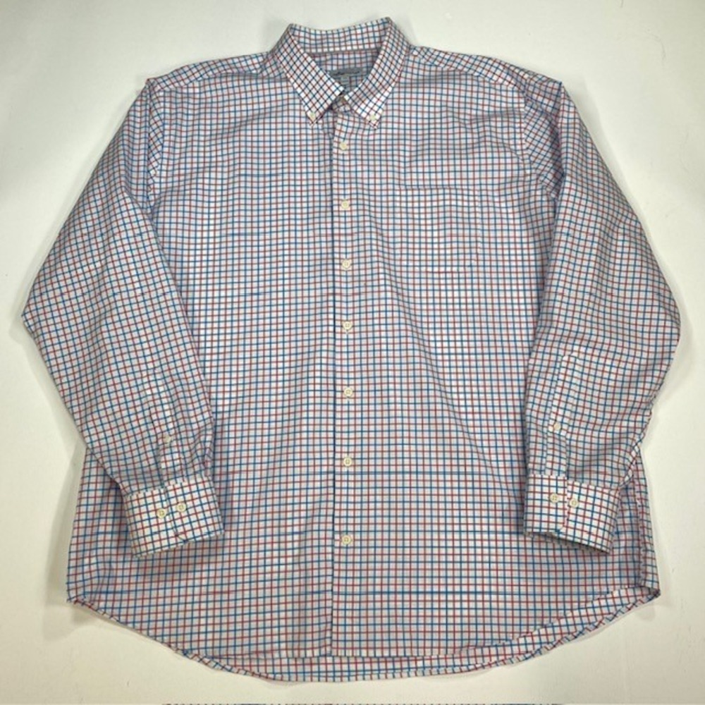Peter‎ Millar Button Down Shirt Plaid Long Sleeve Men XXL Red Blue White